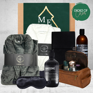 Christmas Men's Pamper Hamper Honey Homeware Grey Luxury Bath Robe