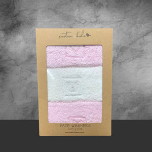 Emotion & Kids Pink Hearts & Teddy Facewasher - 3 Pack - Tastebuds