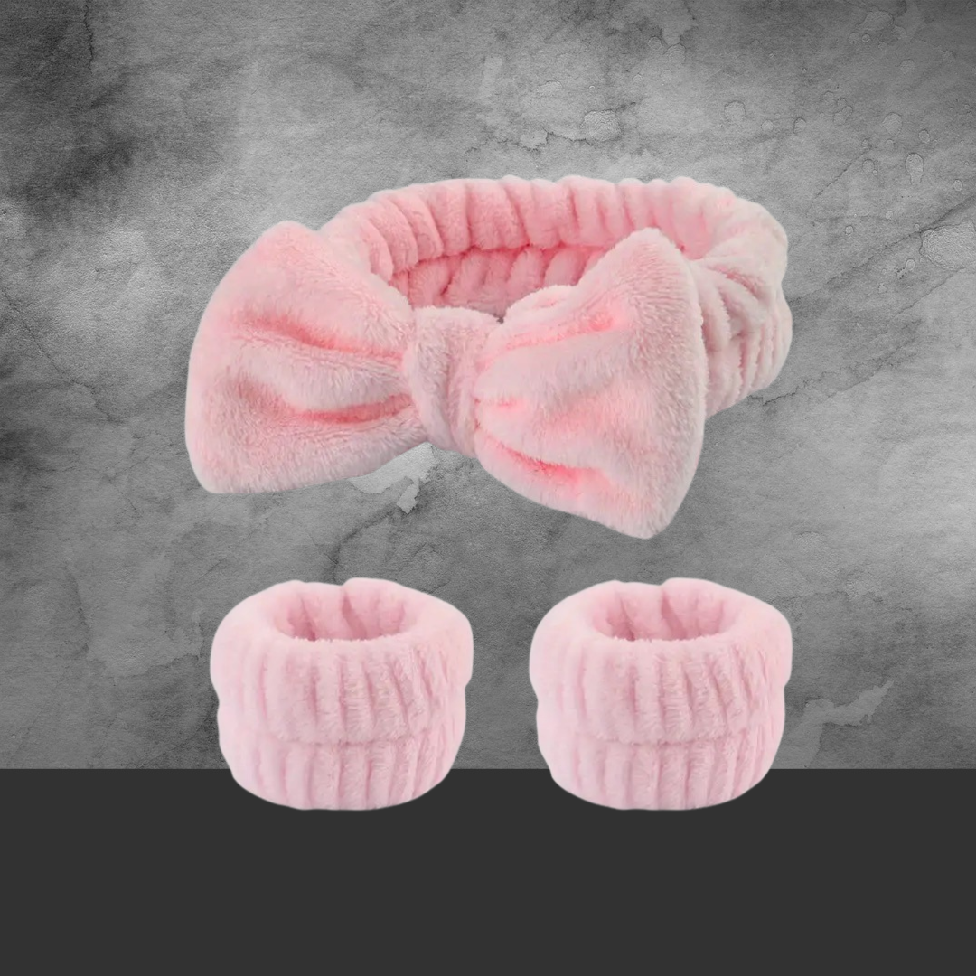 Spa Head Band and Wrist Band Pink