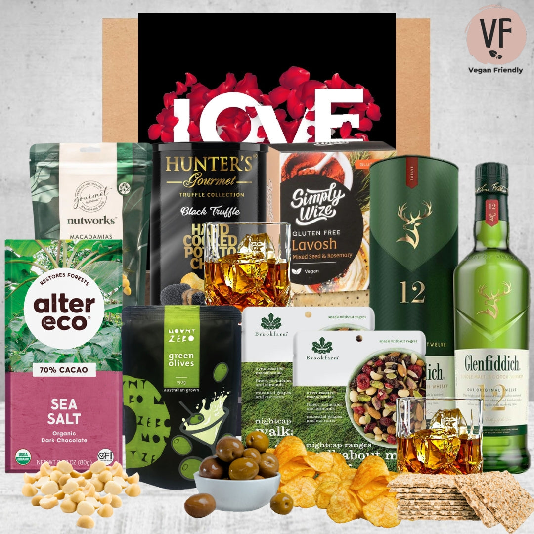 Vegan Whiskey & Snacks Valentines Hamper