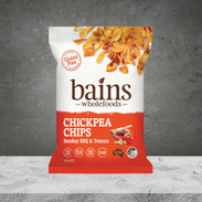 Bains Wholefoods Smokey BBQ & Tomato Chickpea Chips 100g