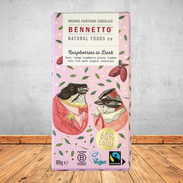 Bennetto Organic Raspberries in Dark Chocolate 100g