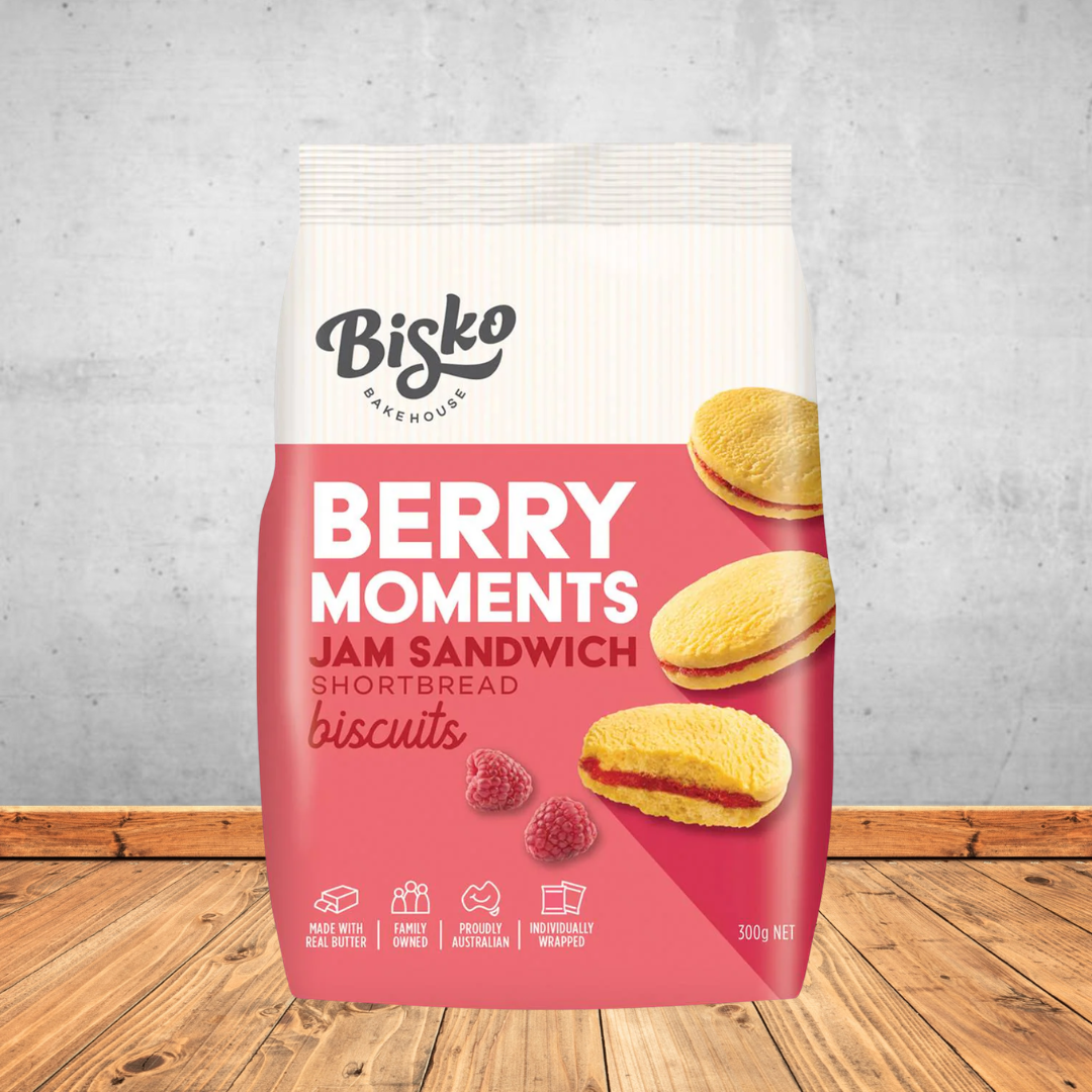 Bisko Berry Moments Jam Sandwich Shortbread Biscuits
