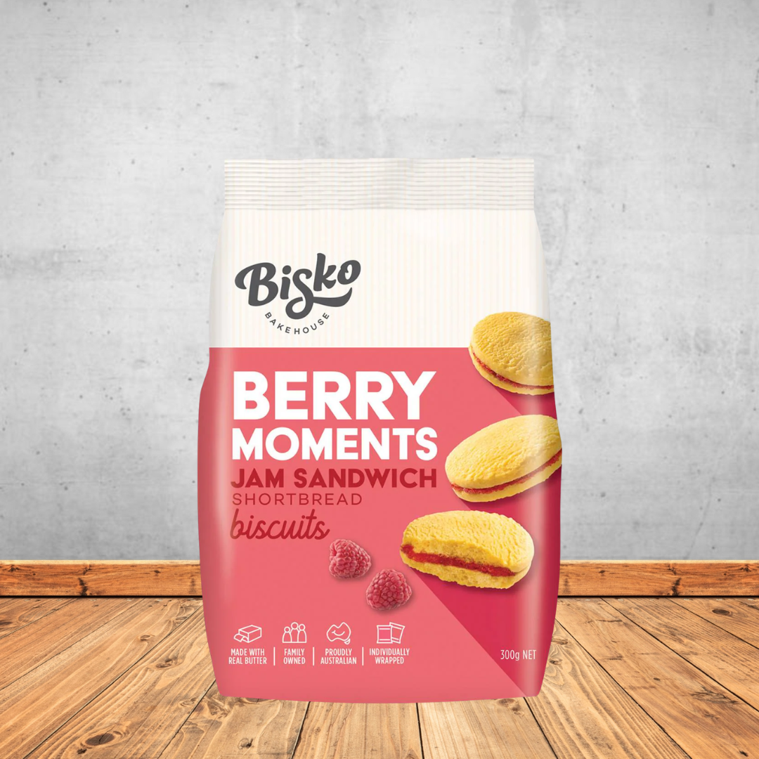 Bisko Berry Moments Jam Sandwich Shortbread Biscuits
