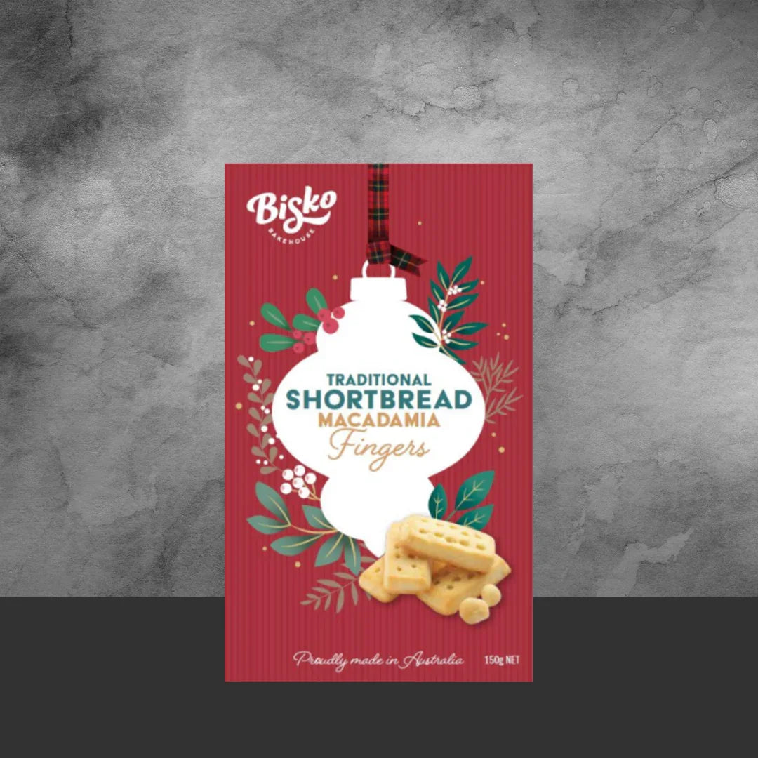 Bisko Christmas Butter Shortbread Macadamia Fingers 150g - Tastebuds