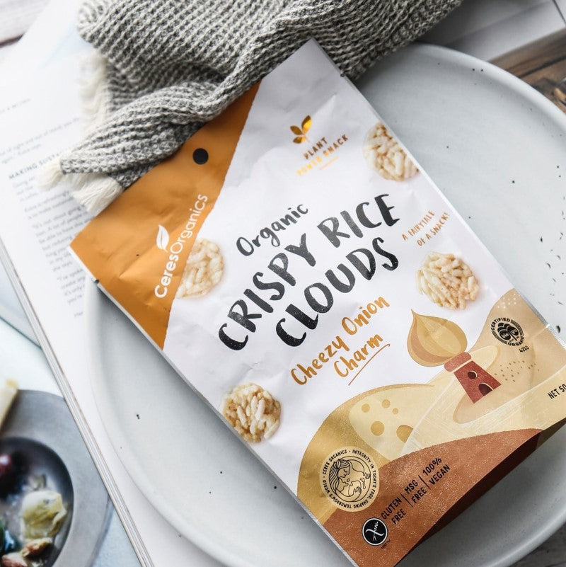 Ceres Organics Cheezy Onion Crispy Rice Clouds 50g