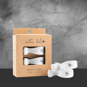 Emotion & Kids White Pram Clips - Tastebuds