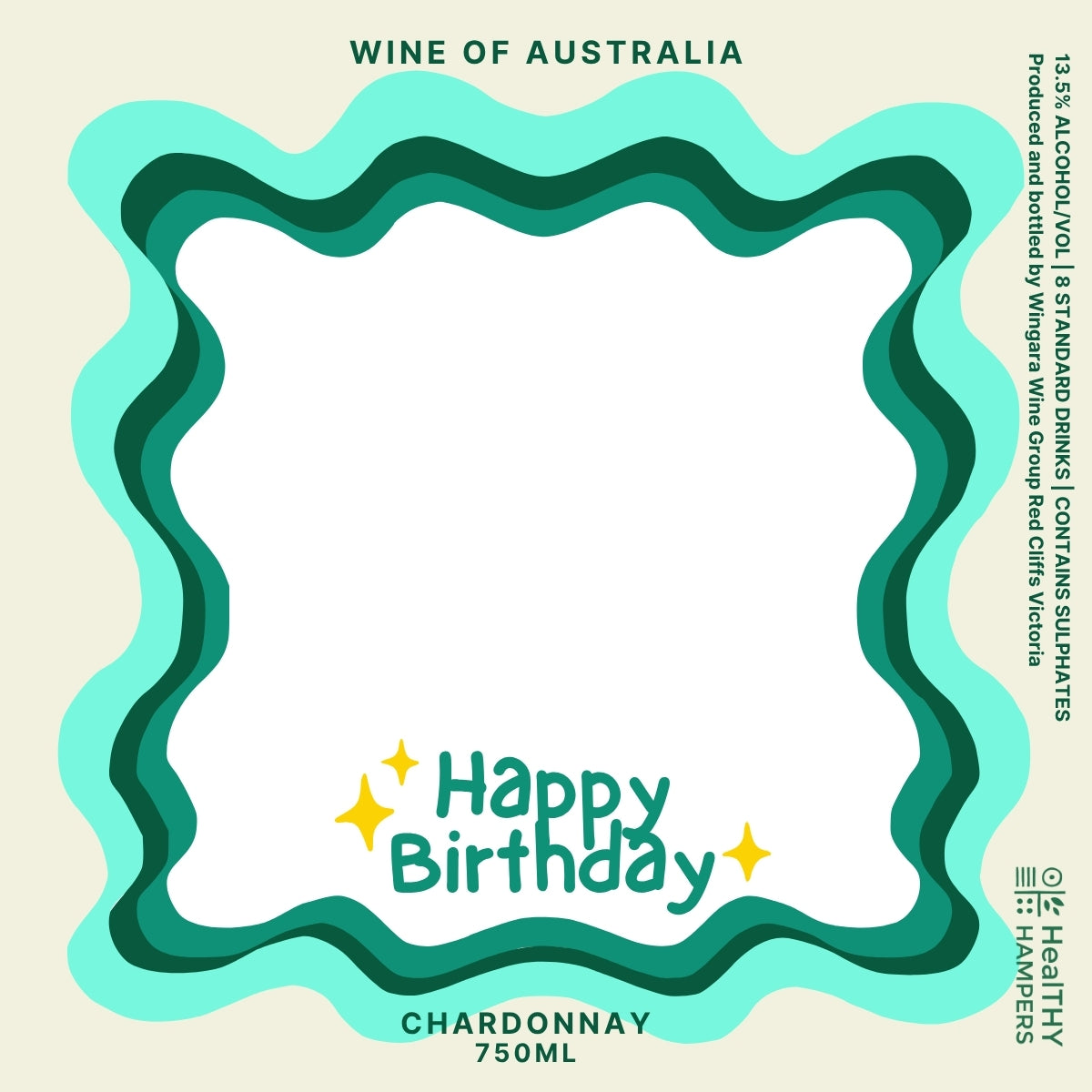 Happy Birthday Chardonnay Wine Label