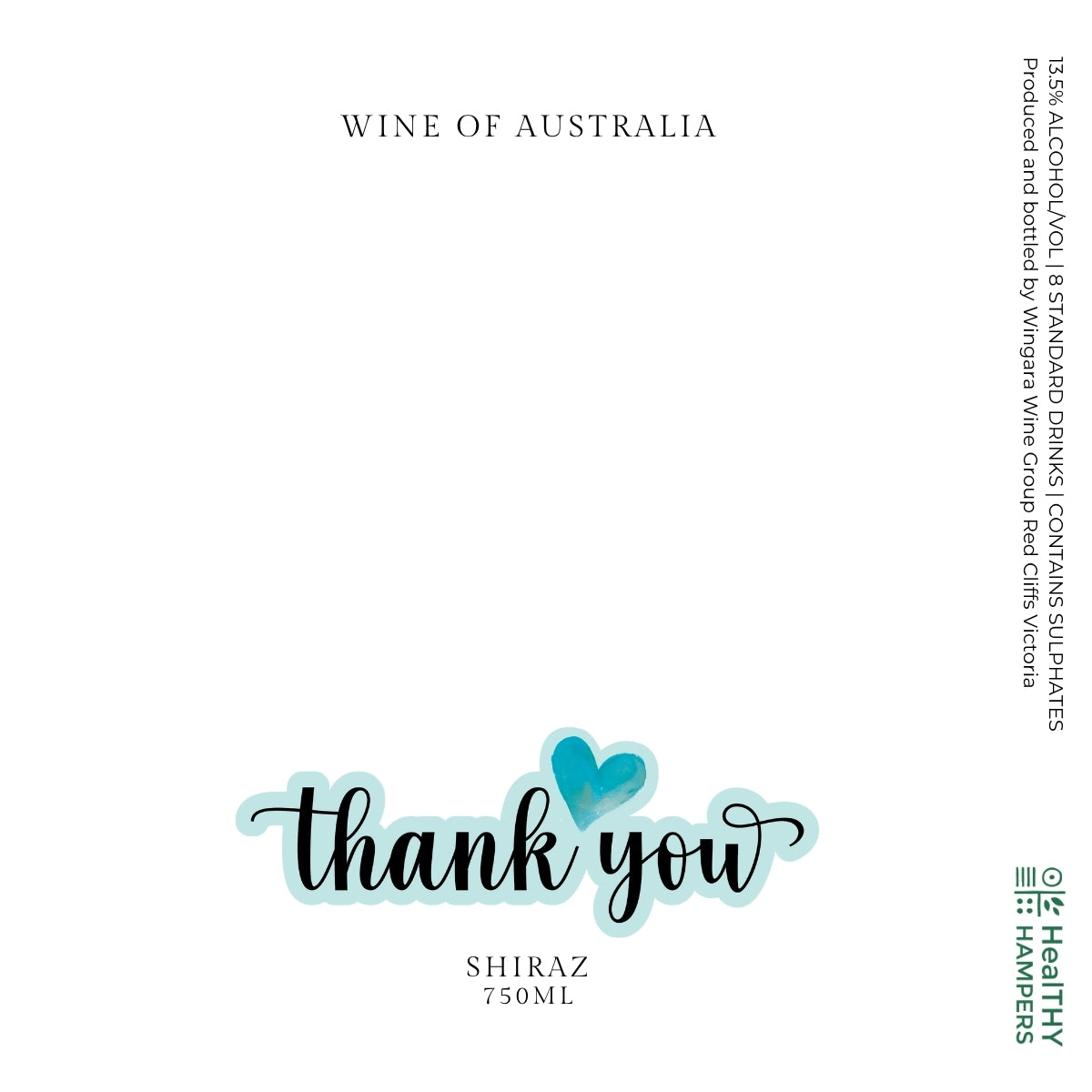 Thank You Shiraz Wine Label