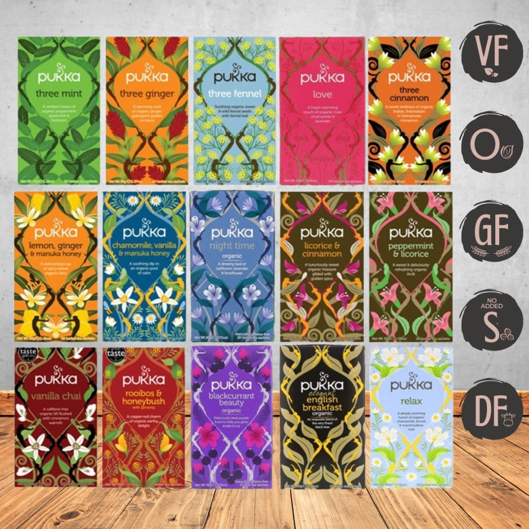 Pukka Organic Tea Box Varieties 20pk (VF | O | GF | S | DF)
