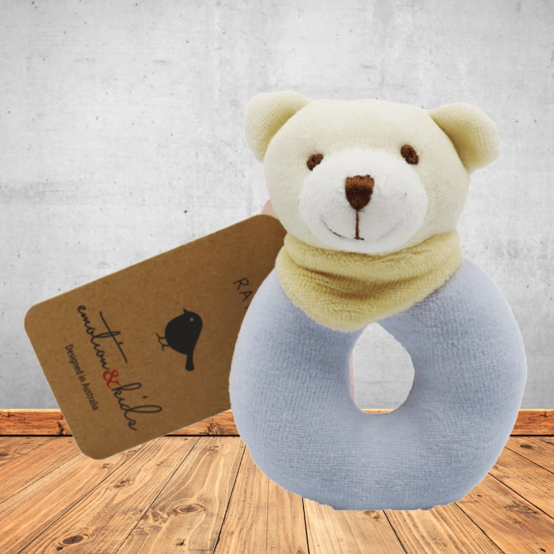 Emotion & Kids Blue Bear Rattle – Healthy Hampers
