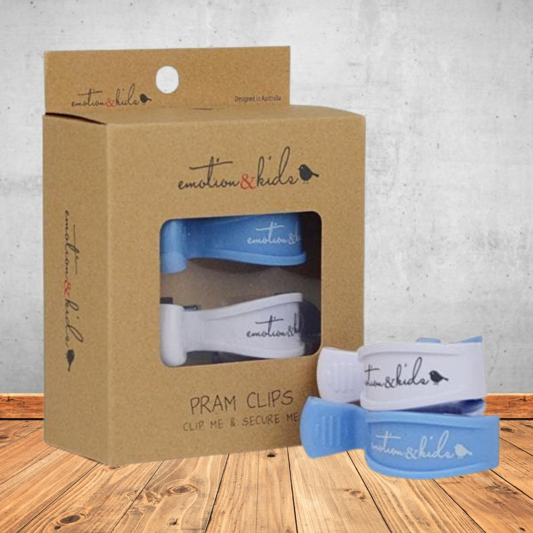 Emotion & Kids Blue/White Pram Clips
