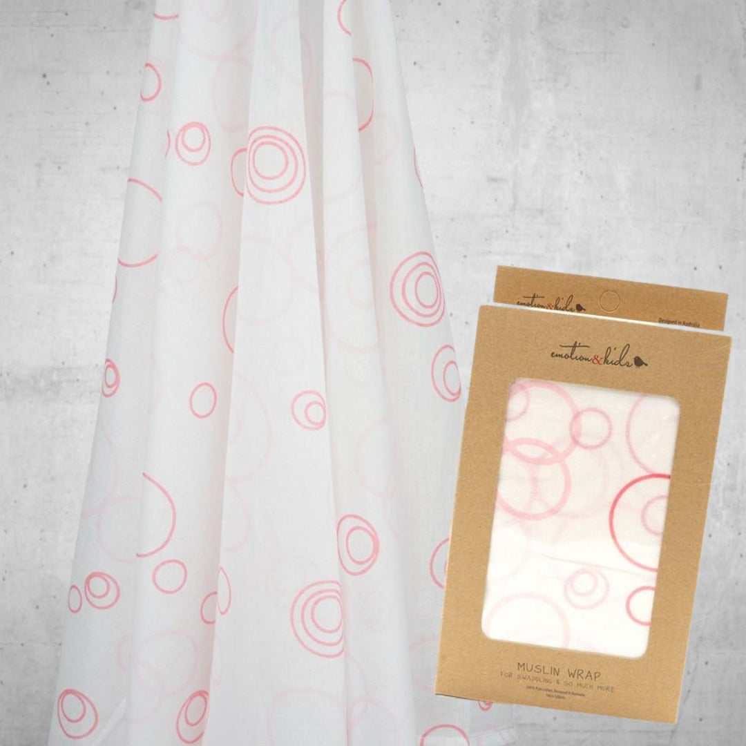 Emotion & Kids Pink Bubbles Muslin Wrap