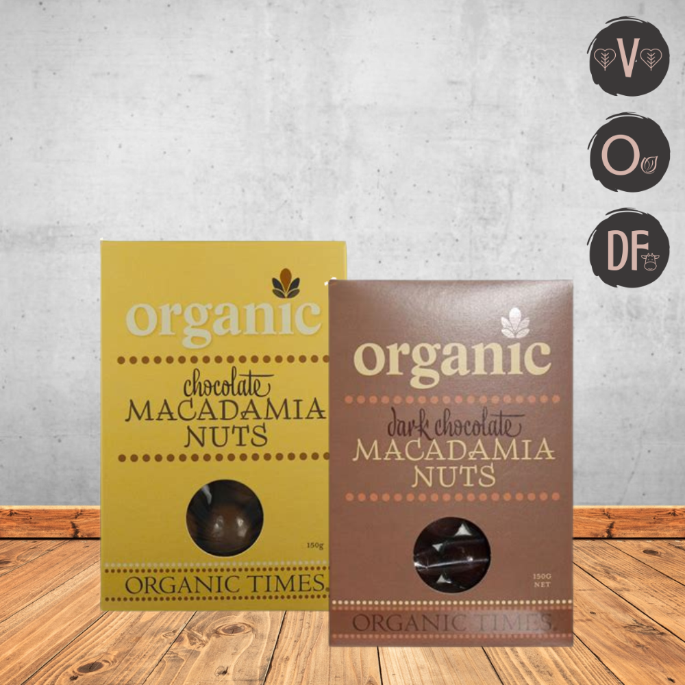 Organic Times Chocolate Coated Macadamias 150g (V | O | DF)