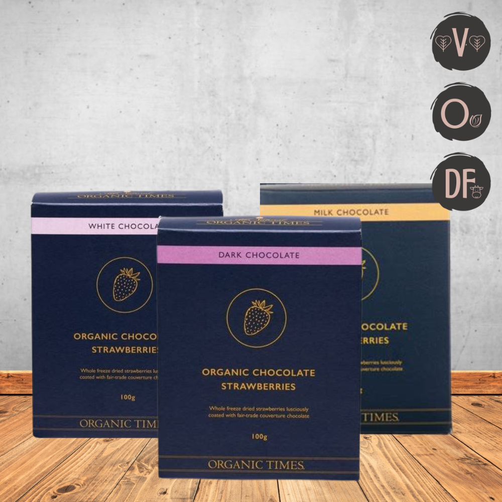 Organic Times Chocolate Coated Strawberries 100g (V | O | DF)