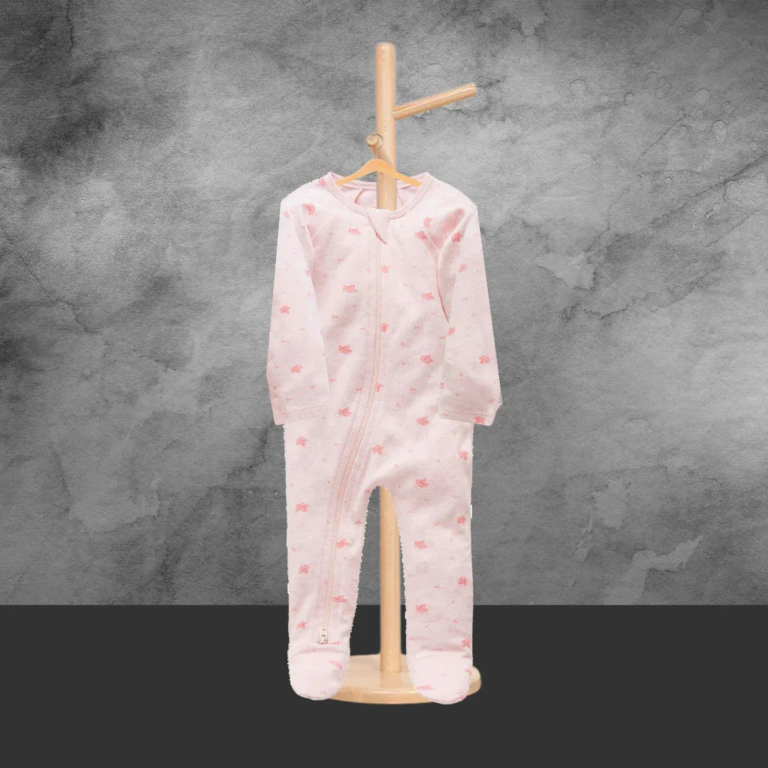 Pure Baby Organic Pink Leaf Growsuit - Sizes 000 or 00 - Tastebuds