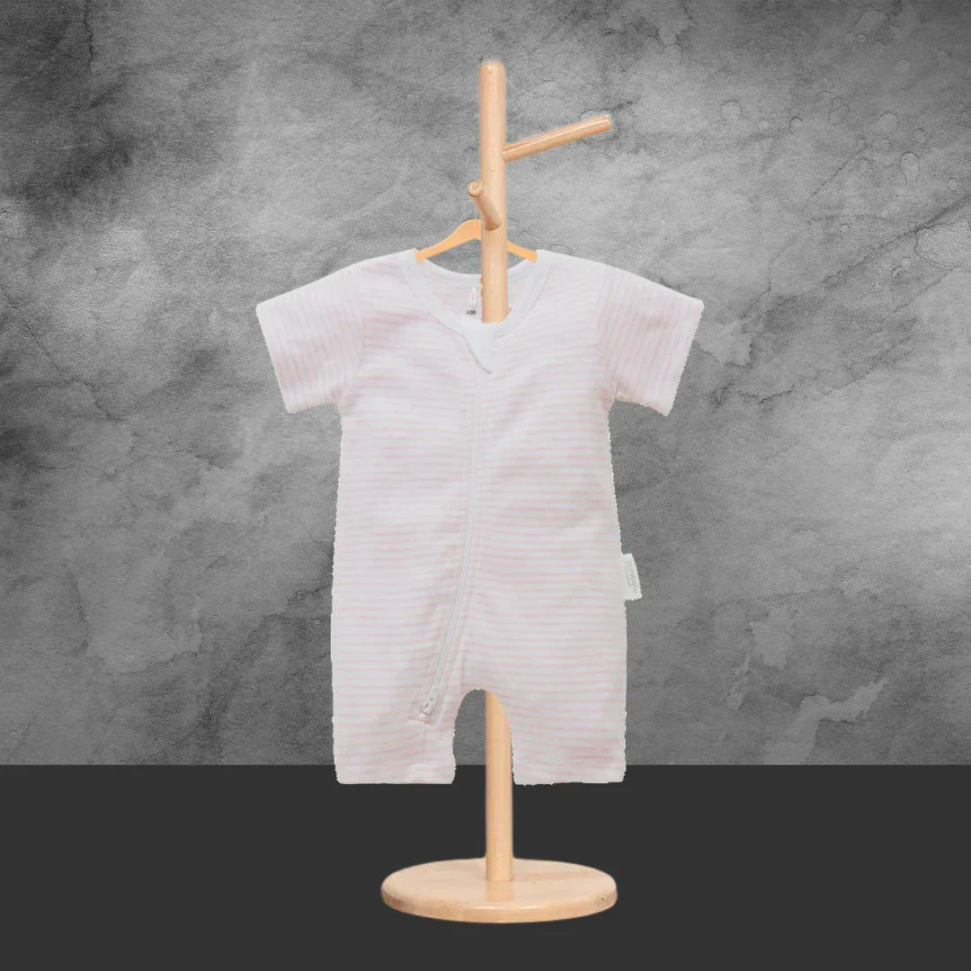 Pure Baby Organic Pink Stripe Short Growsuit - Sizes 000 or 00 - Tastebuds