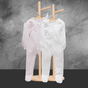 Pure Baby Pink Spot & Stripe Zip Growsuit 2 Pack - Tastebuds