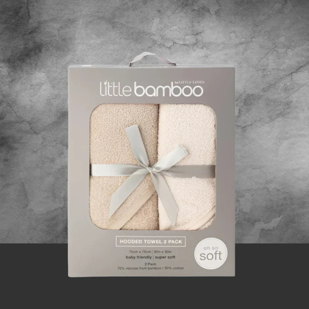 TLLC Little Bamboo Hooded Towel 2Pk - Iced Coffee - Tastebuds