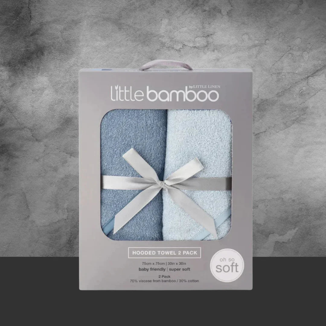 TLLC Little Bamboo Hooded Towel 2Pk - Retro Blue - Tastebuds