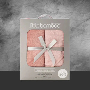 Tlcc Little Bamboo Hooded Towel 2Pk - Dusty Rose - Tastebuds